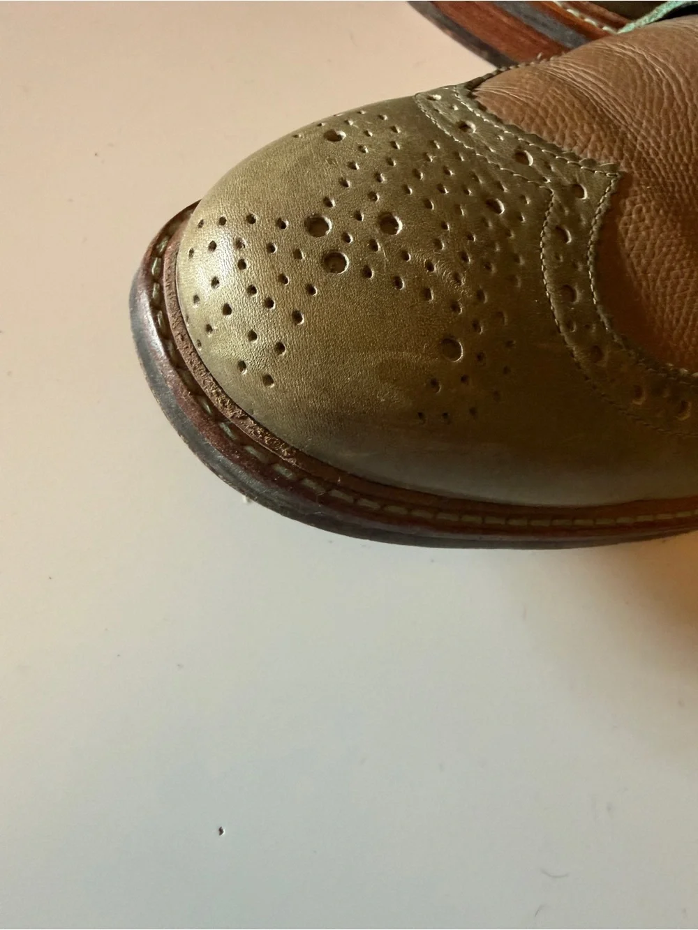 Cole Haan Two-Tone Olive & Brown Wingtip Oxfords